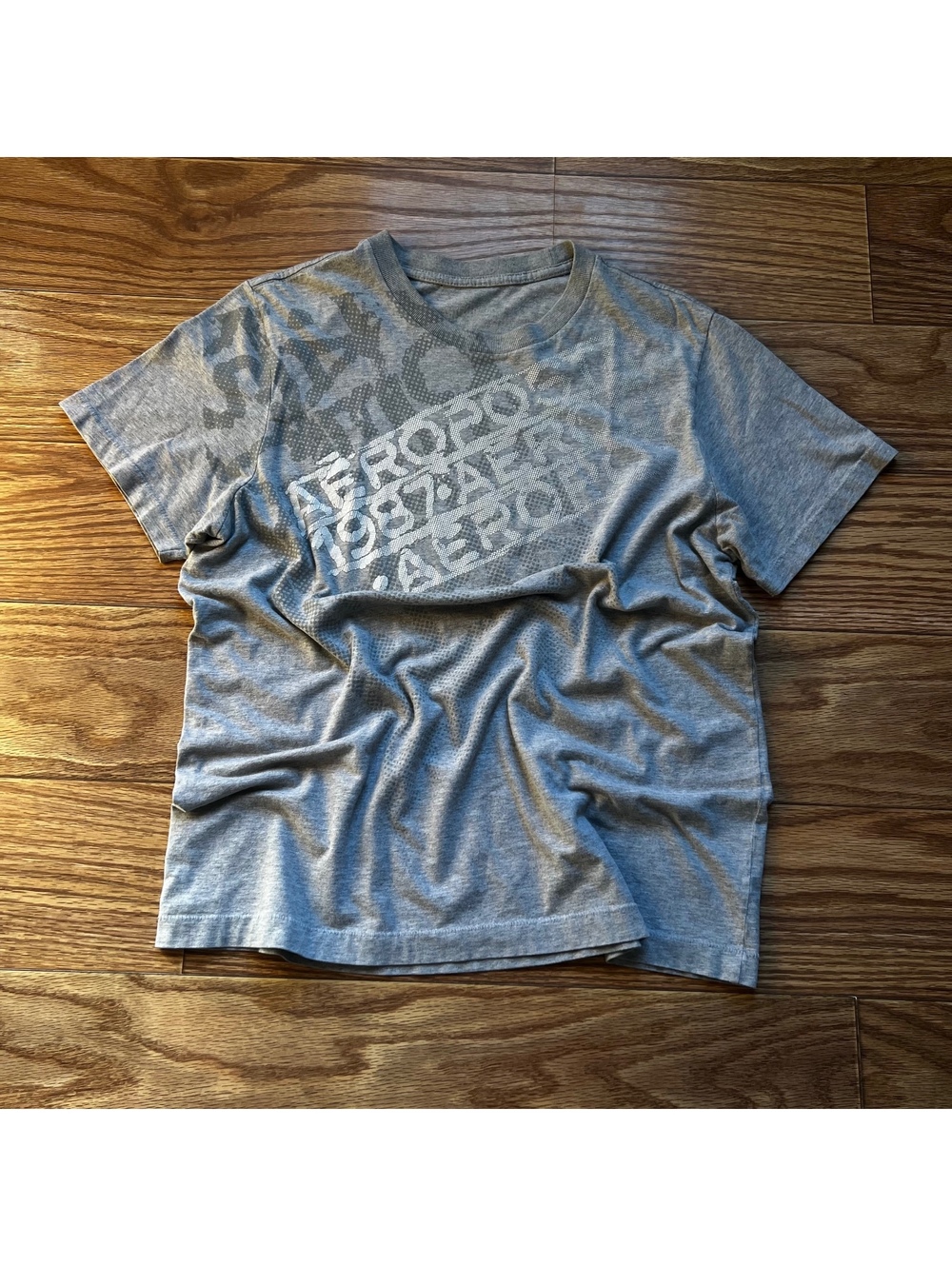 vintage y2k aeropostale gray logo tee streetwear grunge casual skater shirt